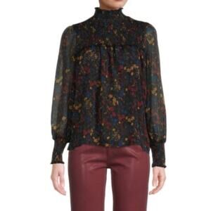 Laundry Shelli Segal Floral Smocked Print Blouse size medium
